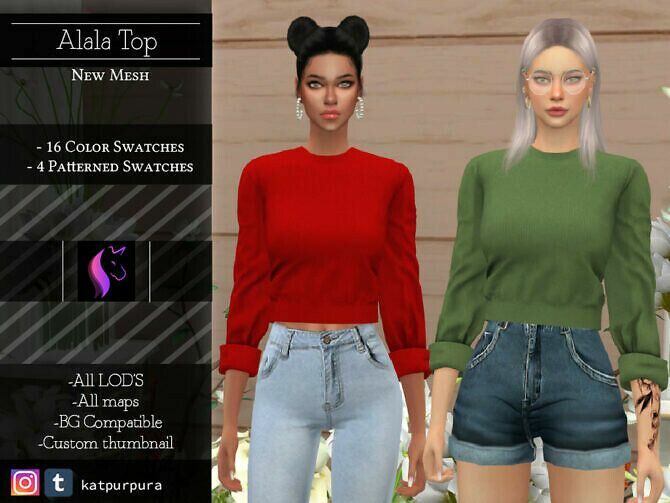 Alala TOP By Katpurpura Sims 4 CC