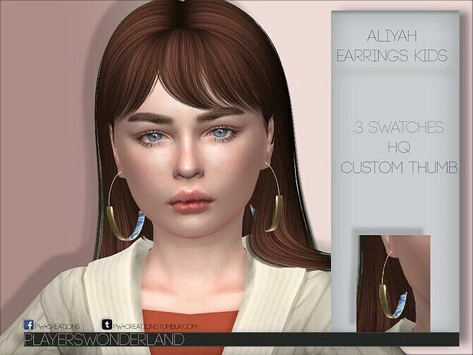 Aliyah Earrings Kids By Playerswonderland Sims 4 CC