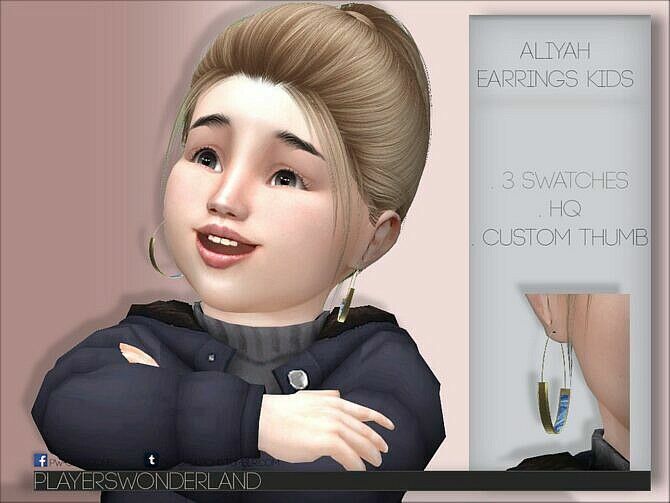 Aliyah Toddler Earrings By Playerswonderland Sims 4 CC