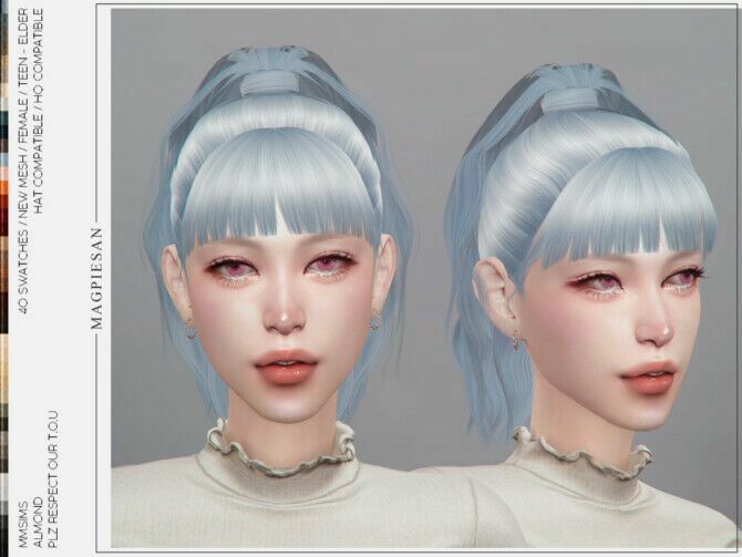 Almond Hair By Magpiesan Sims 4 CC