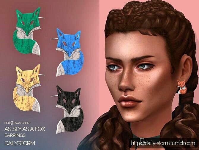 AS SLY AS A FOX Earrings By Dailystorm Sims 4 CC