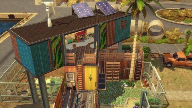 sims 4 cc atypical house built with 3 shipping containers at studio sims creation 4