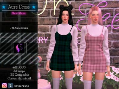 Aure Dress By Katpurpura Sims 4 CC