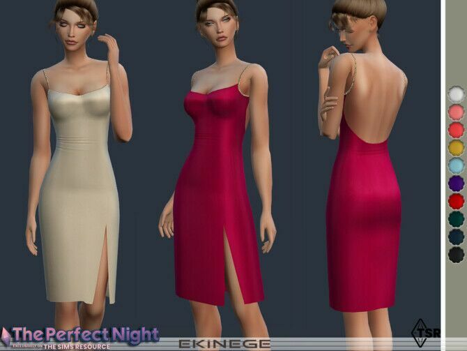 Backless Dress With Slit By Ekinege Sims 4 CC