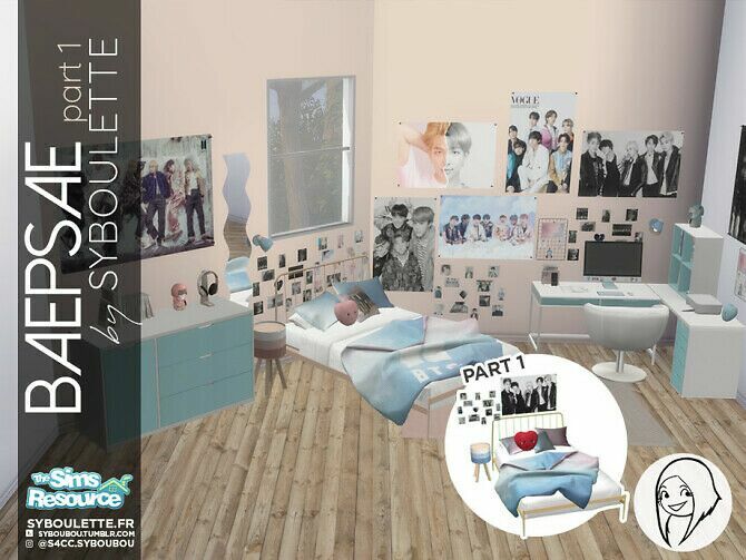 Baepsae SET – Kpop Bedroom Part 1 By Syboubou Sims 4 CC