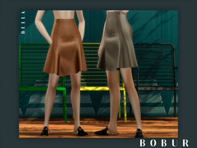 Bella High-Waisted Flared Skirt By Bobur3 Sims 4 CC