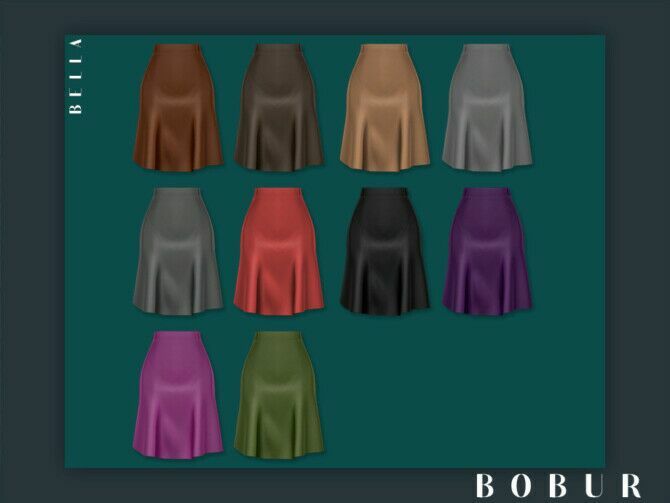 sims 4 cc bella high waisted flared skirt by bobur3 2