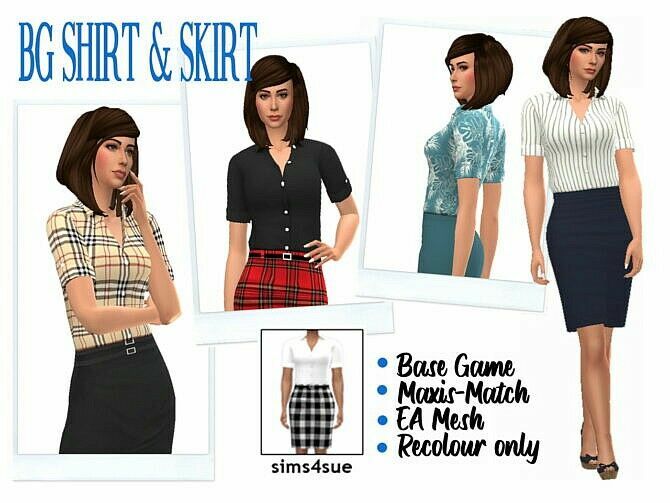 Bg Shirt & Skirt At Sims4Sue Sims 4 CC