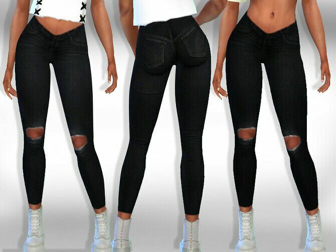 Black Ripped Jeans By Saliwa Sims 4 CC