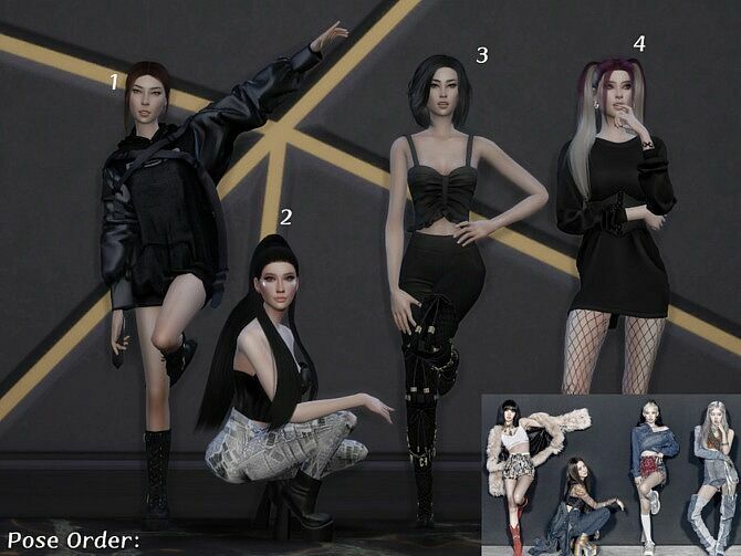 sims 4 cc blackpink 1 pose pack by yanisim 2