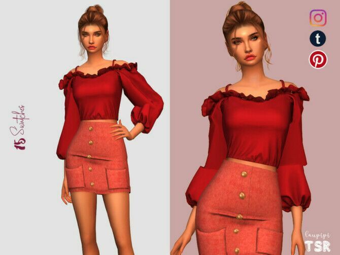 Blouse – Tp451 By Laupipi Sims 4 CC