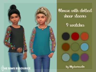 Blouse With Dotted Sheer Sleeves By Mysteriousoo Sims 4 CC