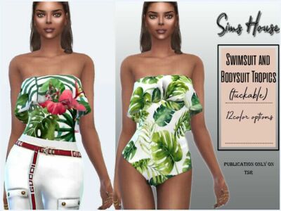 Bodysuit And Swimsuit Tropica (Tuckable) By Sims House Sims 4 CC