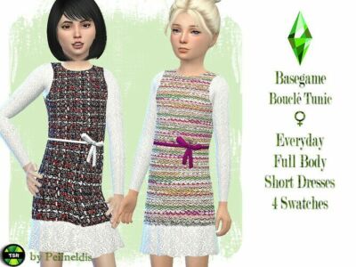 Boucle Tunic Dress With Lace By Pelineldis Sims 4 CC