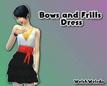 Bows And Frills Dress By Welshweirdo Sims 4 CC