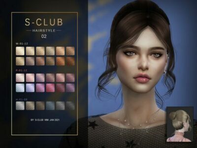 BUN With Bangs Hair 202102 By S-Club WM Sims 4 CC