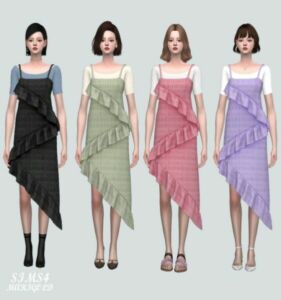 Bustier Dress With T-Shirts At Marigold Sims 4 CC