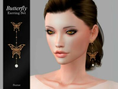 Butterfly Earrings By Suzue Sims 4 CC