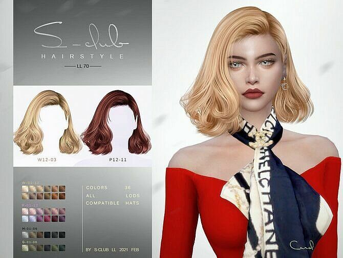 Carol Hair N70 By S-Club Ll Sims 4 CC