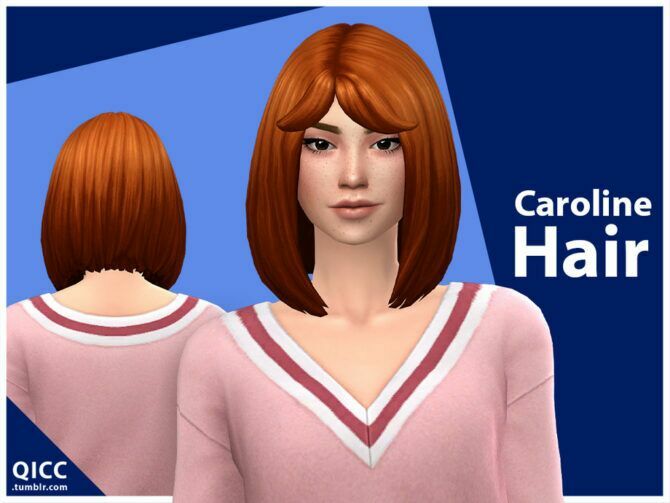 Caroline Hair By Qicc Sims 4 CC