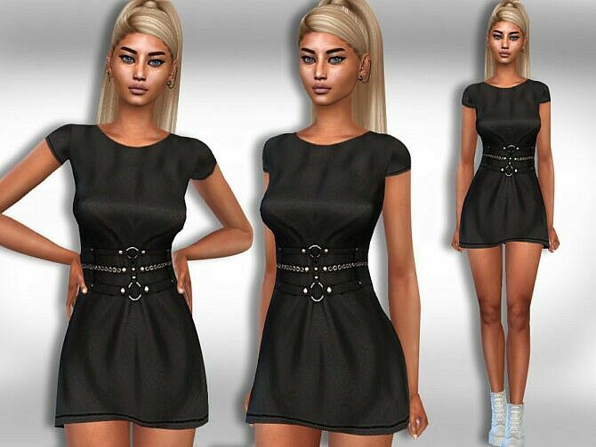 Casual Short Sleeve Dress By Saliwa Sims 4 CC