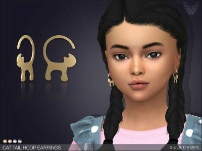 Cat Tail Hoop Earrings For Kids By Feyona Sims 4 CC