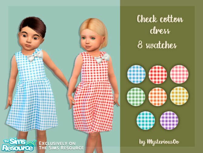 Check Cotton Dress By Mysteriousoo Sims 4 CC