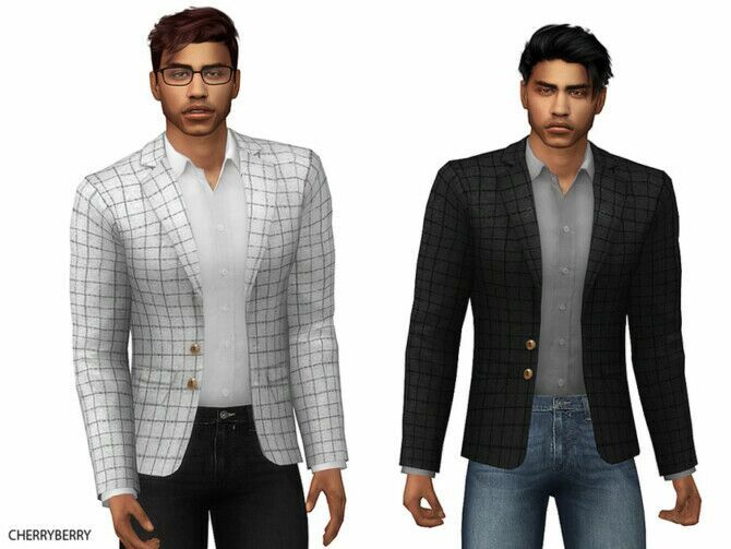 Check Wool Blazer By Cherryberrysim Sims 4 CC