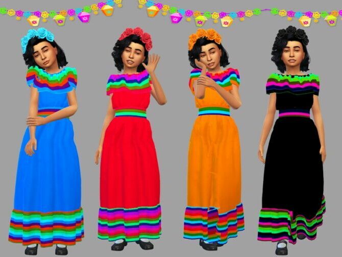 sims 4 cc child dress cinco de mayo by lyllyan 2