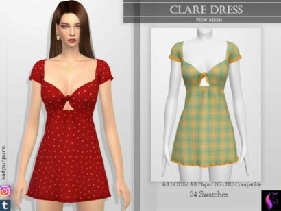 Clare Dress By Katpurpura Sims 4 CC