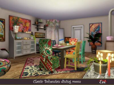 Classic Bohemian Dining Room By EVI Sims 4 CC