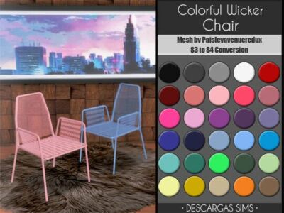 Colorful Wicker Chair At Descargas Sims Sims 4 CC