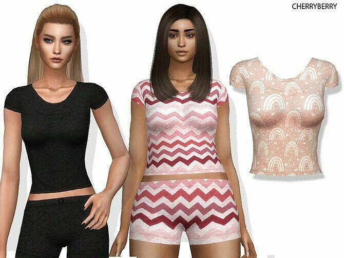 Cozy PJ TOP By Cherryberrysim Sims 4 CC