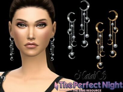 Crescent With Pearl Earrings By Natalis Sims 4 CC