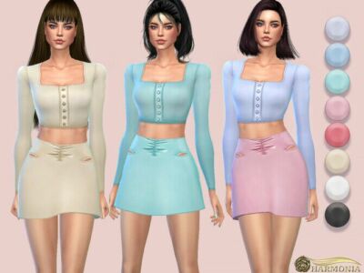 Cropped Silhouette Satin Top By Harmonia Sims 4 CC