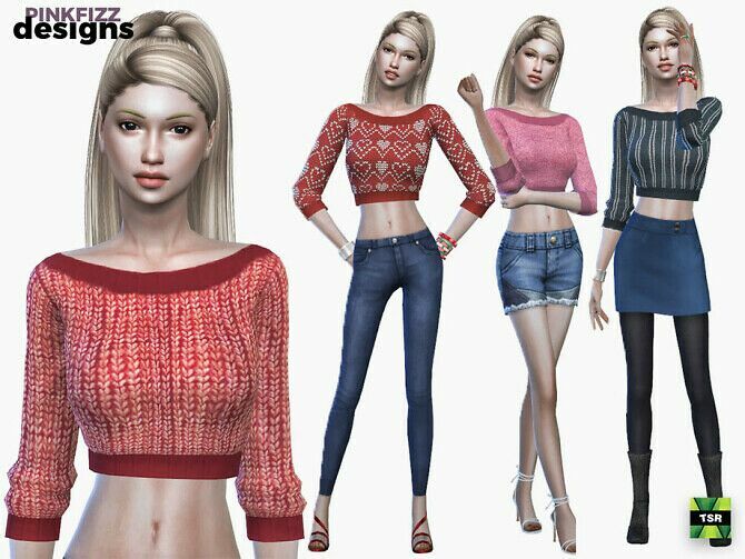 Cropped Sweater By Pinkfizzzzz Sims 4 CC