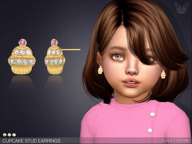 Cupcake Stud Earrings For Toddlers By Feyona Sims 4 CC