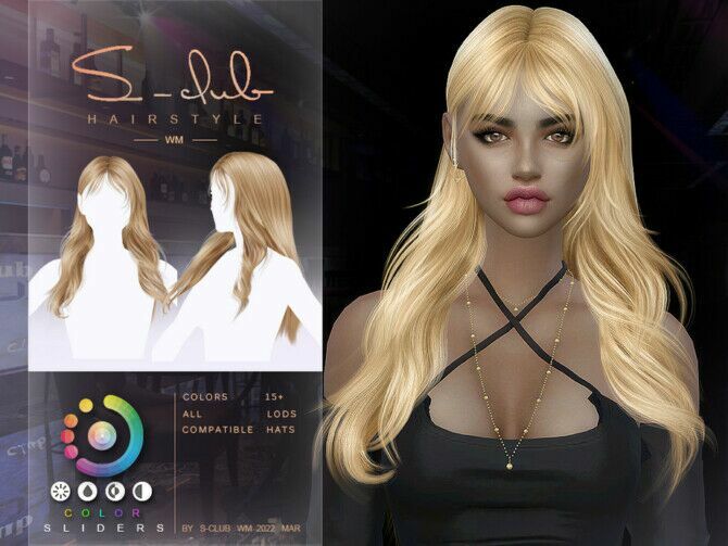 Curly Long Hair – Scarlet By S-Club Sims 4 CC