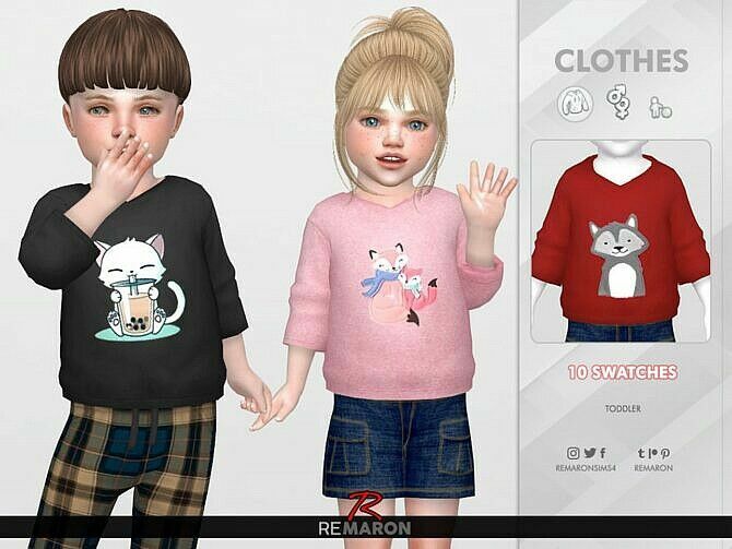 Cute Hoodie For Toddler 01 By Remaron Sims 4 CC