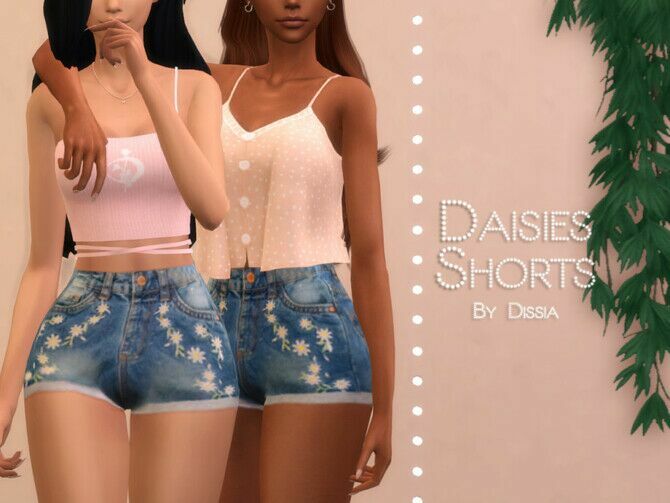 Daisies Shorts By Dissia Sims 4 CC