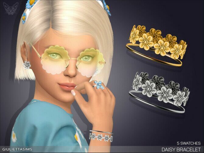 Daisy Bracelet For Kids (Right Wrist) By Feyona Sims 4 CC