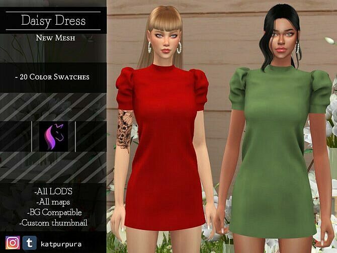 Daisy Dress By Katpurpura Sims 4 CC