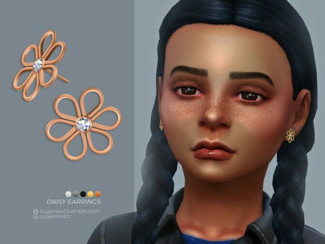 Daisy Earrings Kids Version By Sugar OWL Sims 4 CC