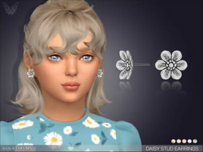 Daisy Stud Earrings For Kids By Feyona Sims 4 CC