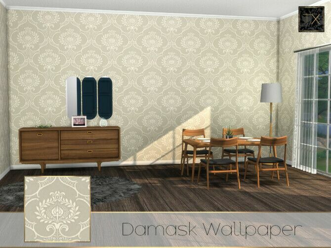 sims 4 cc damask wallpaper tx by theeaax 3