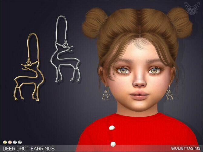 Deer Drop Earrings For Toddlers By Feyona Sims 4 CC