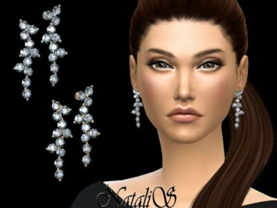 Diamond Cluster Drop Earrings By Natalis Sims 4 CC