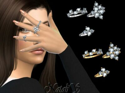 Diamond Cluster Rings By Natalis Sims 4 CC