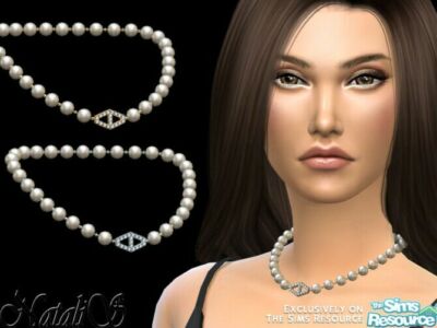 Diamond Hexagon Pearl Necklace By Natalis Sims 4 CC