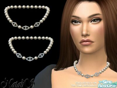 Diamond Hexagon Pearl Necklace V2 By Natalis Sims 4 CC